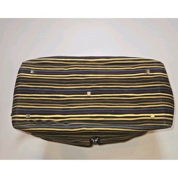 Tara Boone Striped Overnight Bag Tote Weekender Bag Large Brown Tan Pockets Hand - Picture 7 of 13